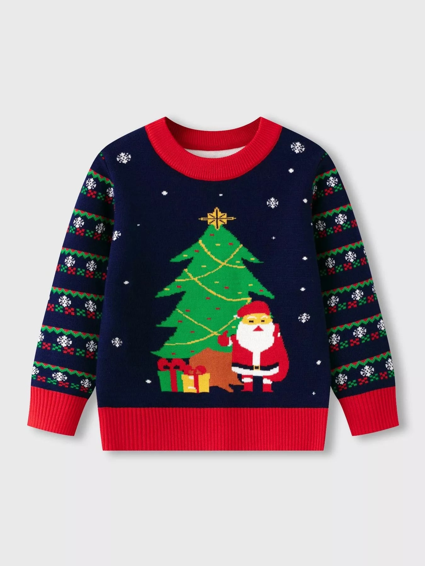 Children's Christmas Tree Round Neck Sweater