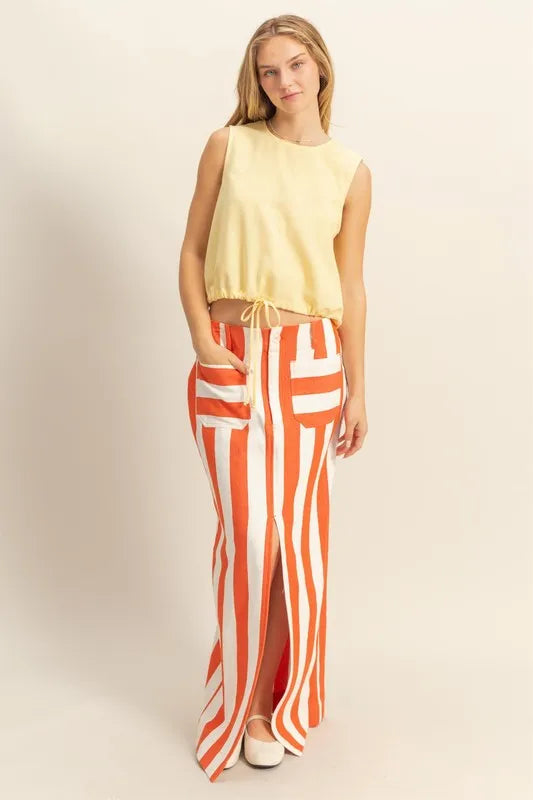 HYFVE Striped Pocket Detail Maxi Skirt