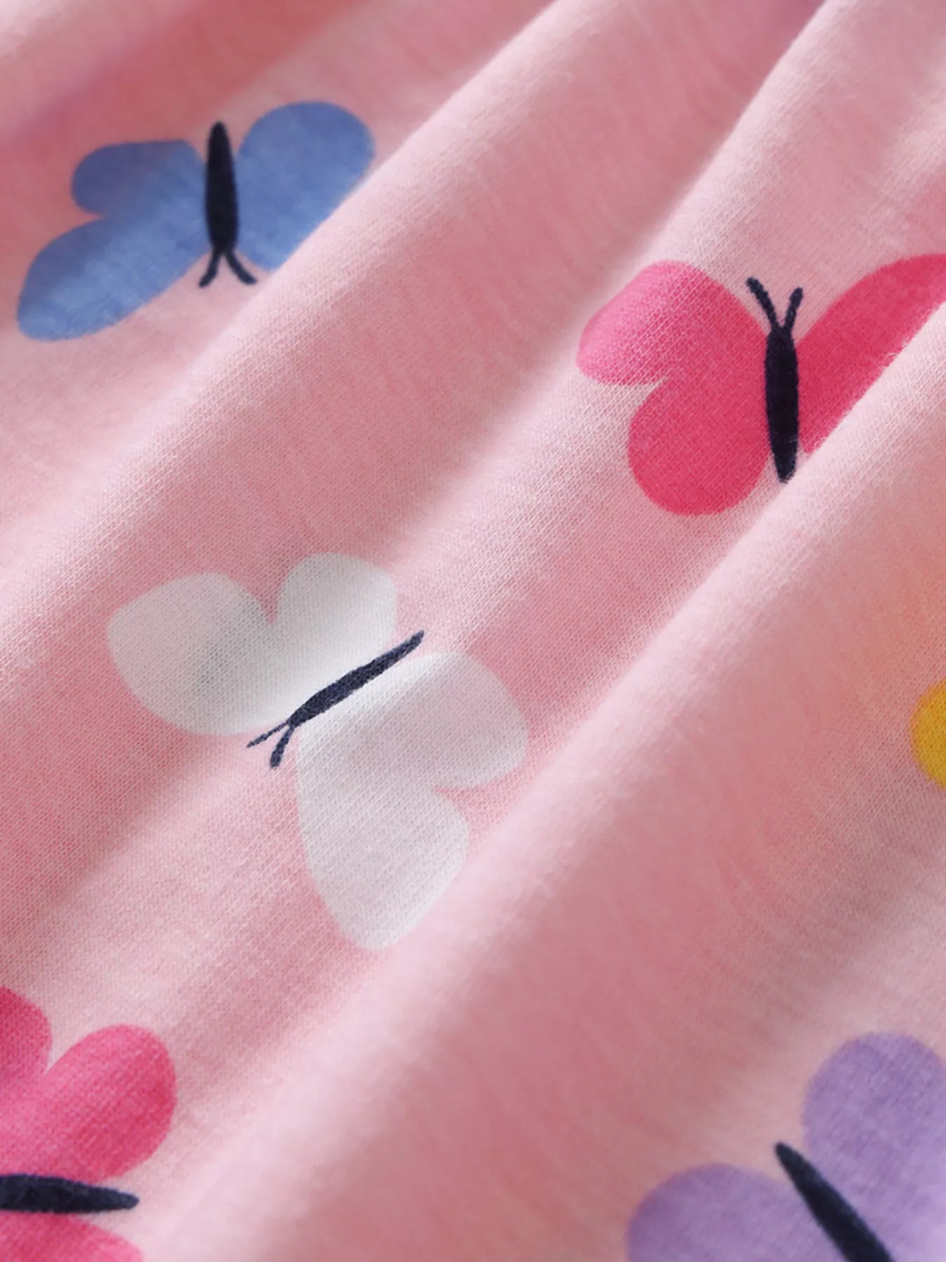 Children's Butterfly Print Ruffle Trim Long Sleeve Dress