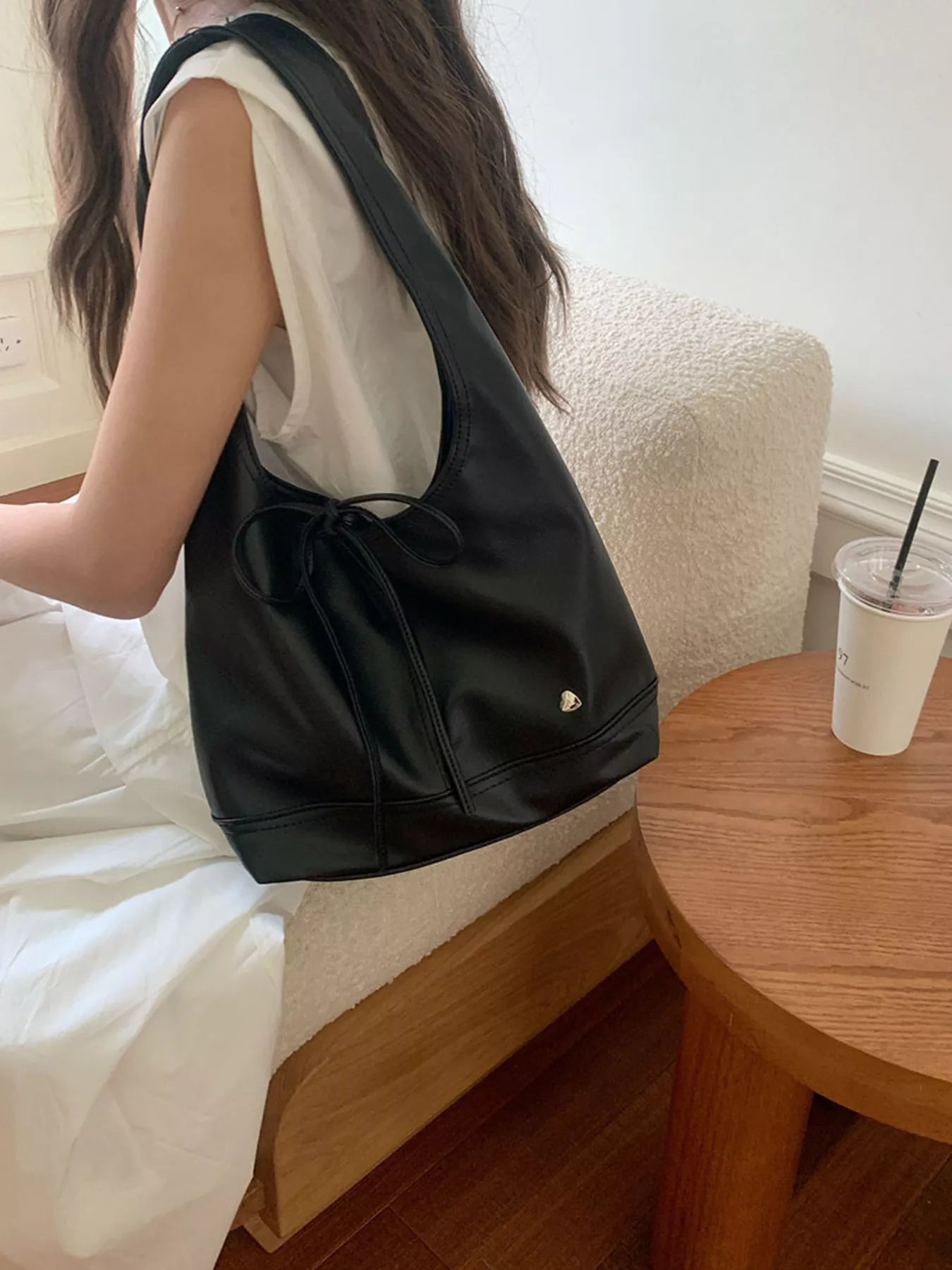 Leather Tied Shoulder Bag