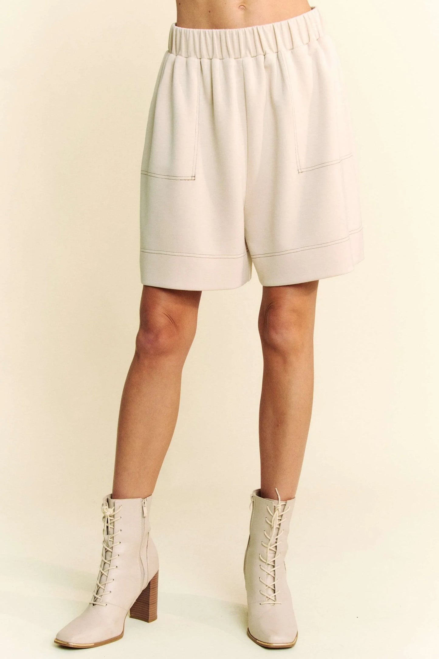 Davi & Dani Contrast Seam Top and Short Set