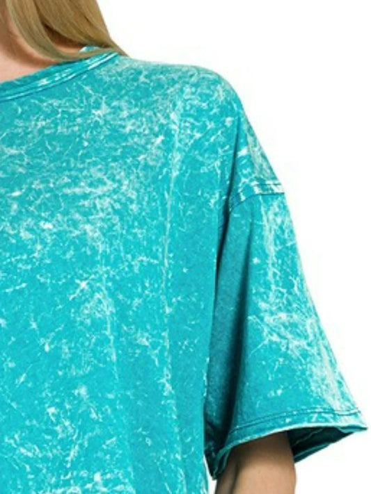 Zenana Acid Crinkle-Washed Oversized T-Shirt