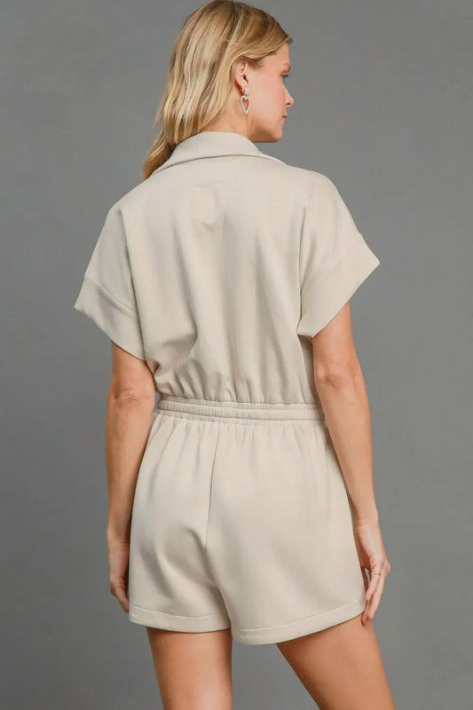 Umgee Full Size Half Sleeve Dolman Sleeved Romper Plus Size