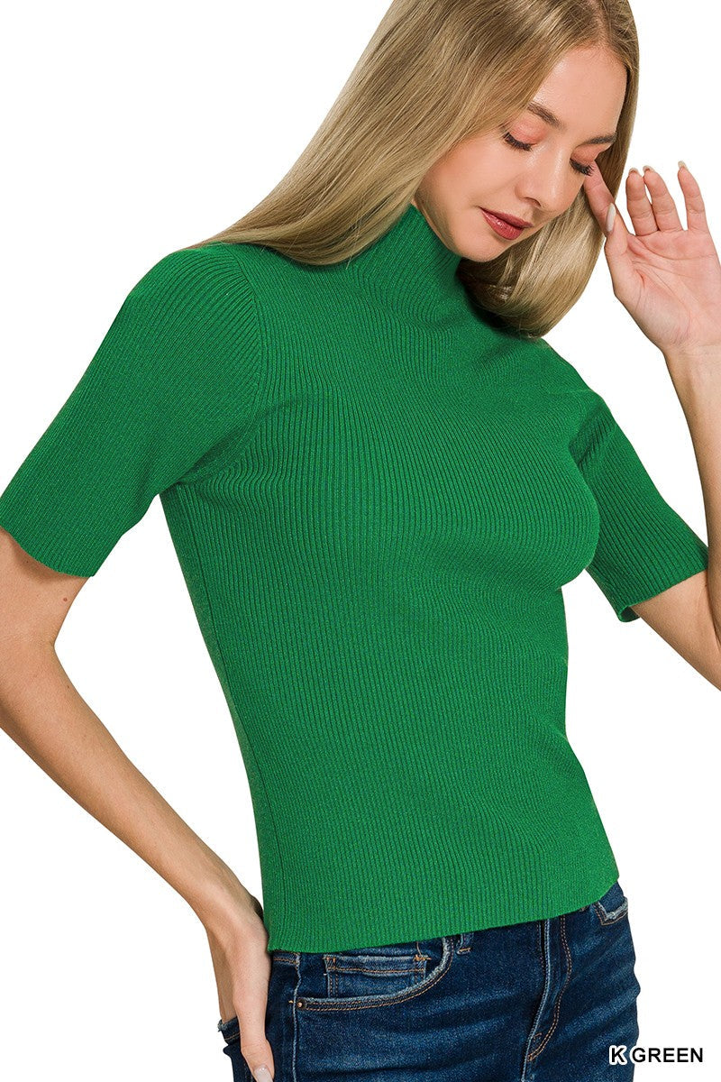 Zenana Viscose Ribbed Mock Neck Sweater