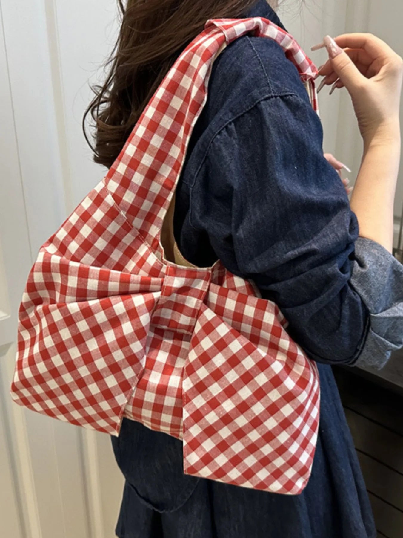 Ruched Bow Shoulder Bag