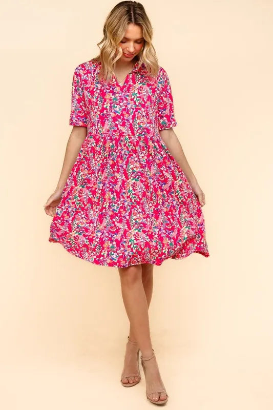 Haptics Johnny Collar Babydoll Dress with Side Pockets