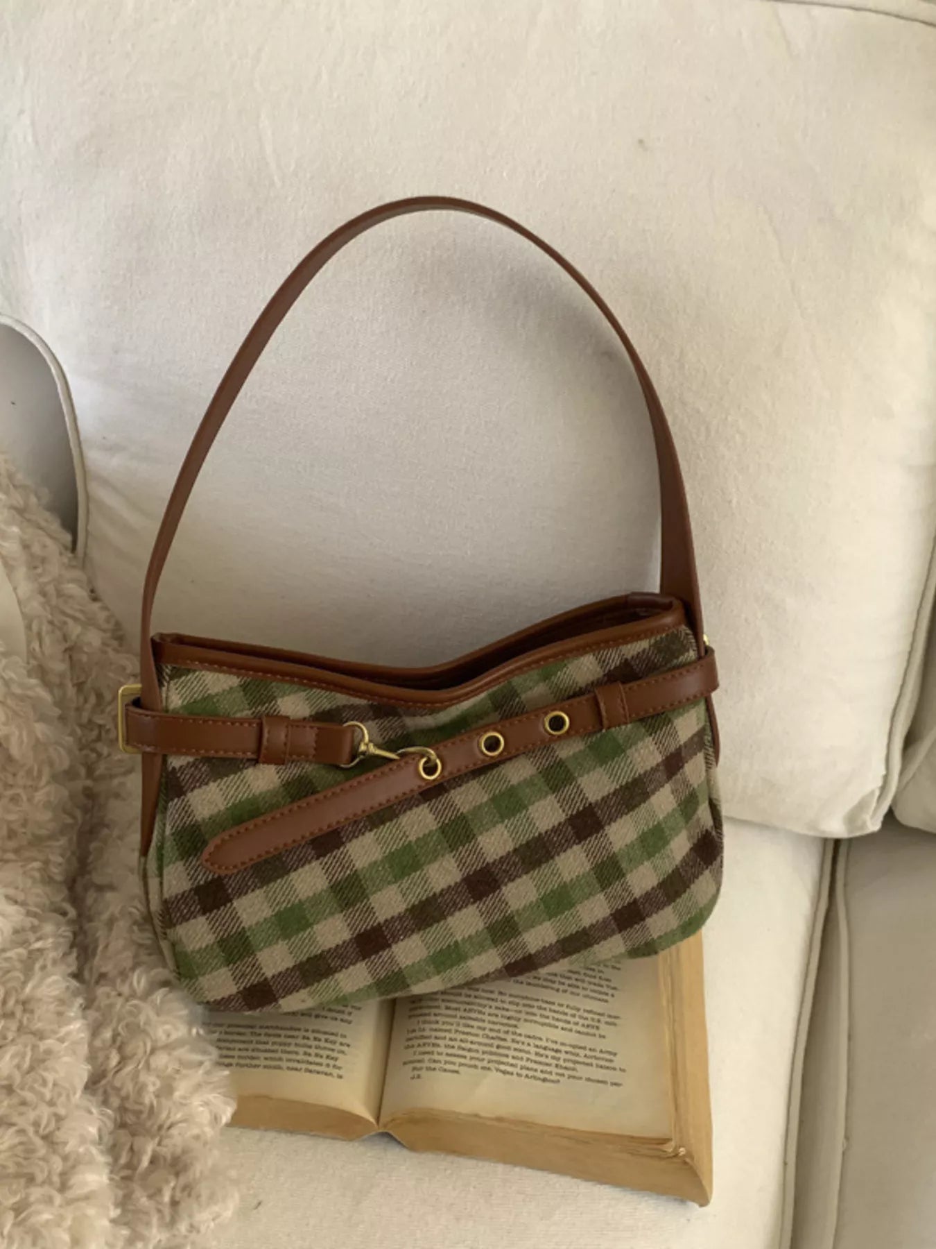 Plaid Pattern Shoulder Bag