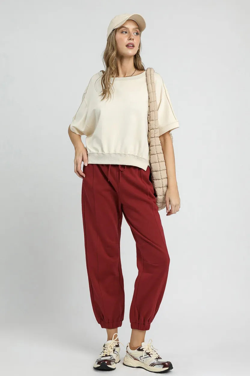 Umgee Fleece Jogger Pants with Drawstring