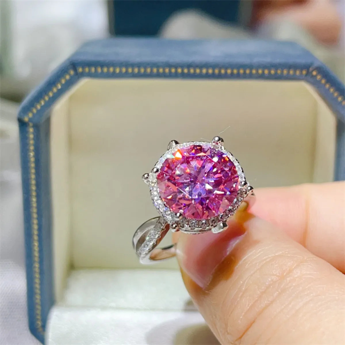 5 Carat Moissanite Halo Engagement Ring