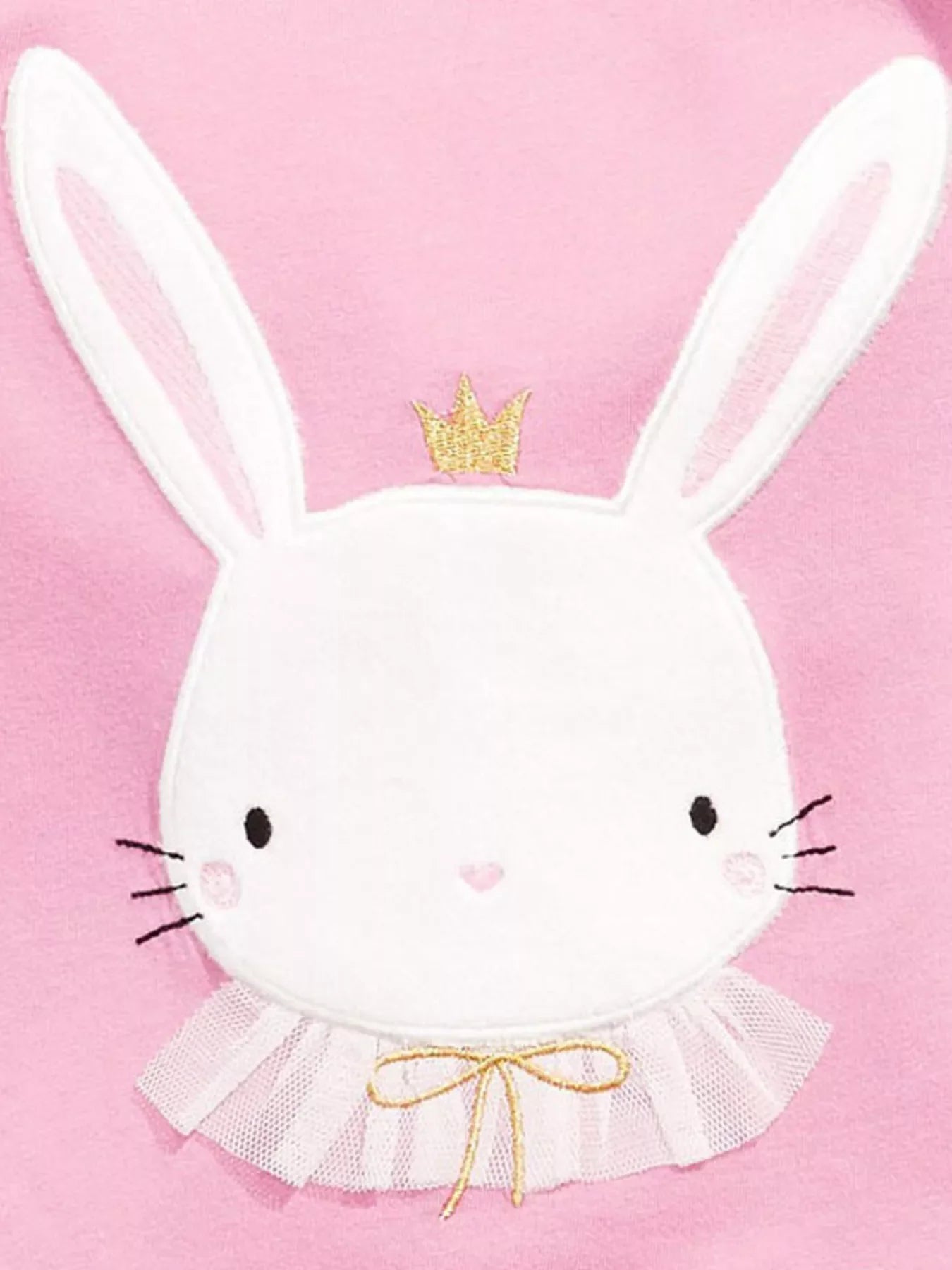 Children's Cute Bunny Applique Round Neck T-Shirt