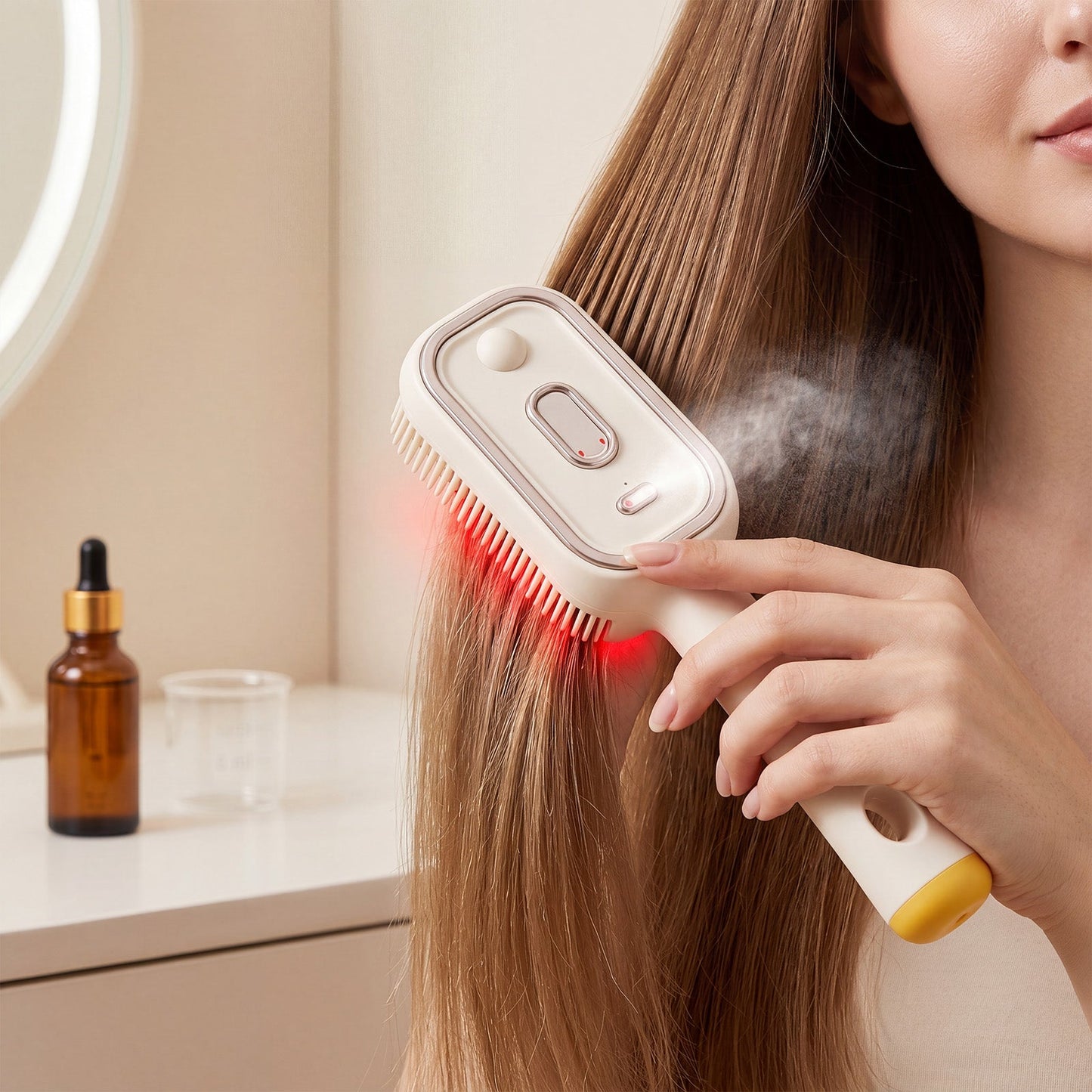Electric Mist Nourishing Massage Brush Set Red Light, Essence, Measuring Cup